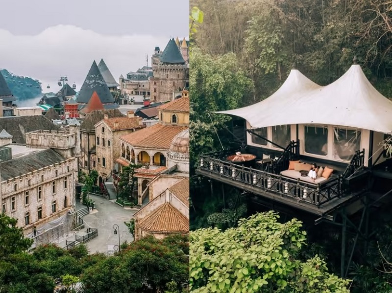 Từ trái sang là Mercure Danang French Village ở Bà Nà Hills, Việt Nam và Four Seasons Tented Camp ở Chiang Rai, Thái Lan.