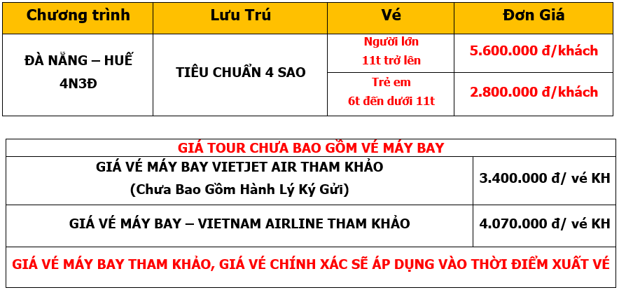 Bảng giá Tour du lịch Team Building tại Huế - Đà Nẵng - Hội An 4 Ngày 3 Đêm