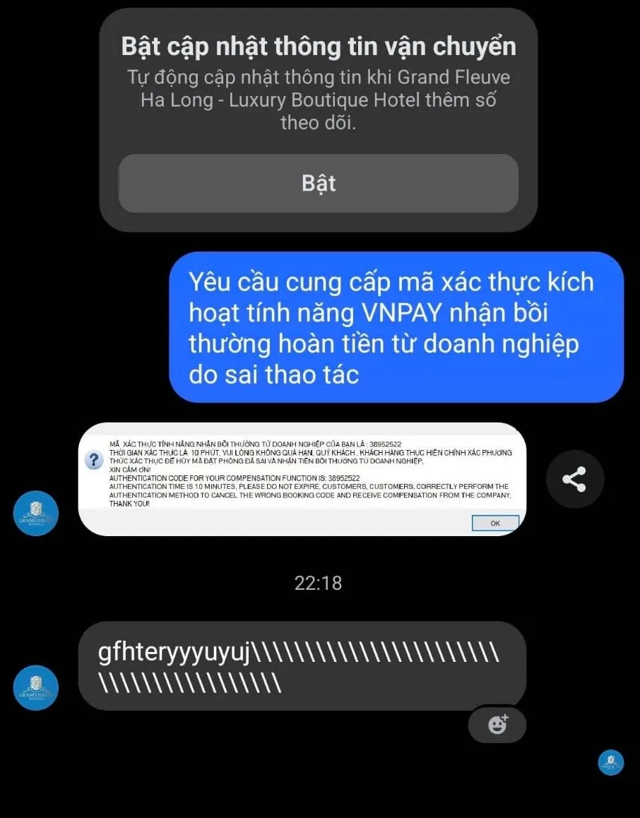 Yêu cầu nhập mã OTP.