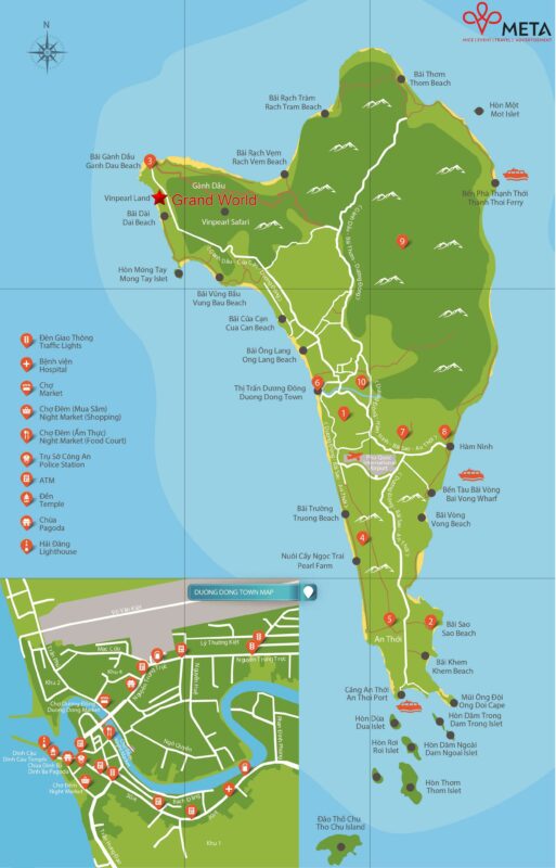 bản đồ các điểm đến tại Phú Quốc