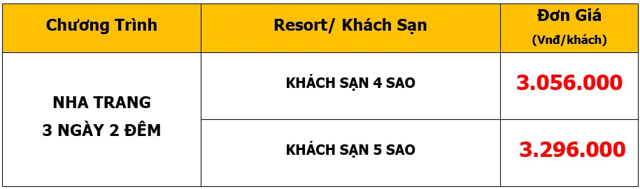 Bảng giá Tour du lịch Team Building tại Nha Trang 3 Ngày 2 Đêm