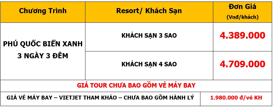Bảng giá Tour du lịch Team Building tại Phú Quốc 3 Ngày 2 Đêm