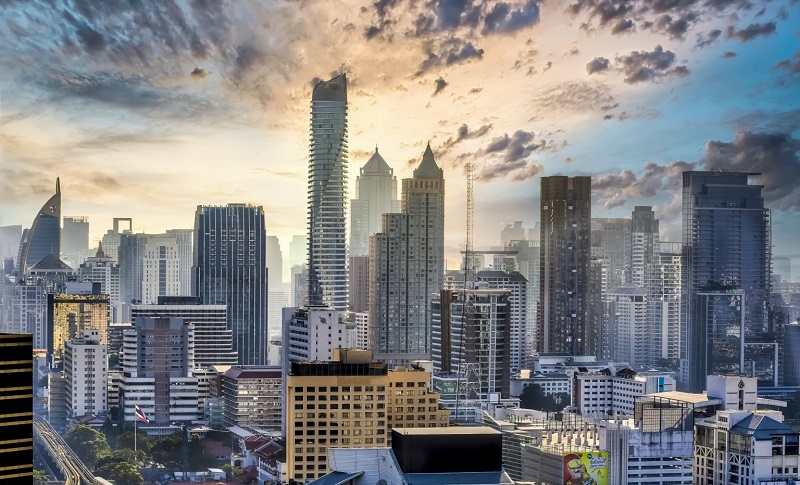 Thái Lan, Thành phố Bangkok, khu vực Quảng trường Siam, đường chân trời, trung tâm thành phố.