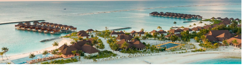 Các biệt thự trên Mặt nước ở Maldives với Sàn kính