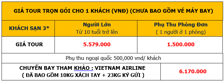 Bảng giá Tour HCM-Hà Nội-Hạ Long-Ninh Bình-Tam Chúc 4 Ngày 3 Đêm Dịp Tết 2023