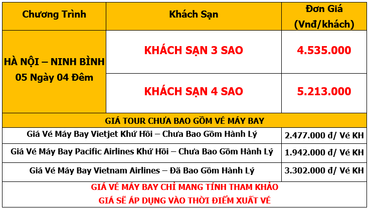 Tour Hà Nội Ninh Bình 4 Ngày 3 Đêm
