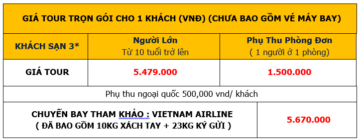Bảng giá Tour Hà Nội-Ninh Bình-Hạ Long 4 Ngày 3 Đêm dịp Tết
