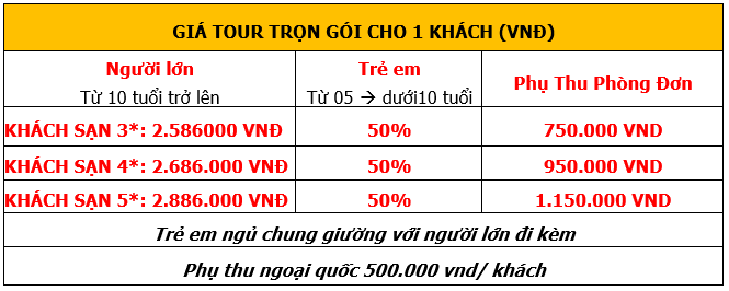 Bảng giá Tour Nha Trang 3 Ngày 3 Đêm Vịnh San Hô 2023
