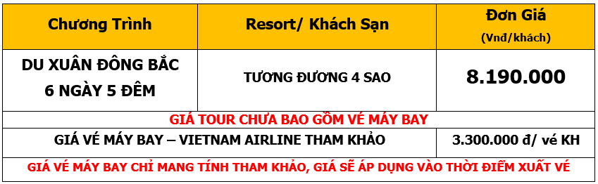 Bảng giá Tour Tuyên Quang - Hà Giang - Cao Bằng - Bắc Kạn - Thái Nguyên 6 Ngày 5 Đêm
