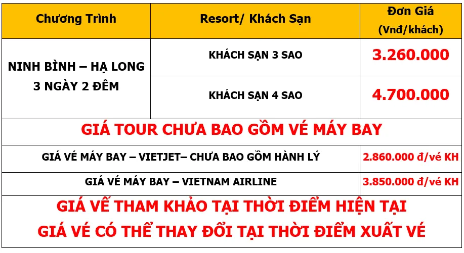 Bảng giá Tour du lịch MICE-kết hợp Hội nghị-Hội thảo khách hàng tại Hạ Long 3 ngày 2 đêm