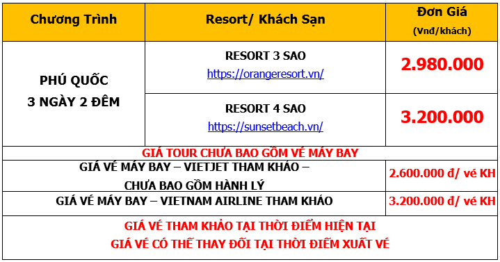 Bảng giá Tour du lịch MICE-kết hợp Hội nghị-Hội thảo khách hàng tại Phú Quốc 3 ngày 2 đêm