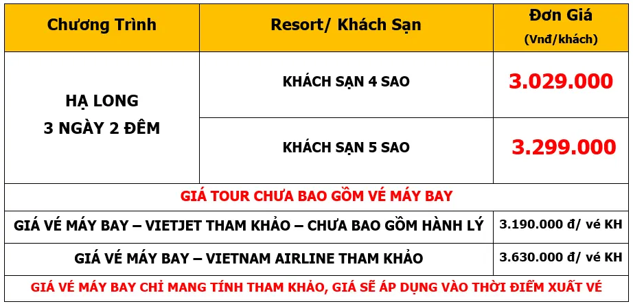 Bảng giá Tour du lịch Team Building tại Hạ Long 3 Ngày 2 Đêm