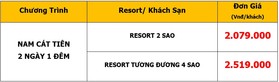 Bảng giá Tour du lịch Team Building tại Nam Cát Tiên 2 Ngày 1 Đêm