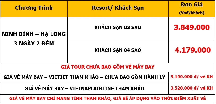 Bảng giá Tour du lịch Team Building tại Ninh Bình – Hạ Long 3 Ngày 2 Đêm