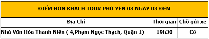 Địa điểm đón khách đi Tour Phú Yên 3 Ngày 3 Đêm (META Travel 2023)