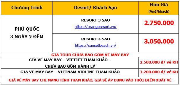 Tour Phú Quốc 3 ngày 2 đêm Giá Rẻ