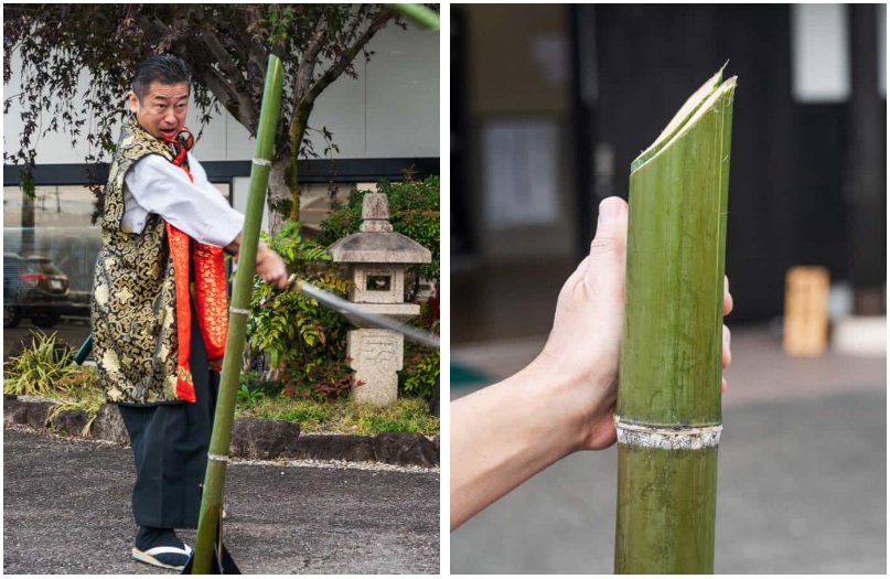 Được đào tạo về Iaido, nghệ thuật vẽ, chém và tra lại kiếm, Yoshida-san từ Bảo tàng Seki Hamono rất vui khi được chứng minh bằng chứng tốt nhất về chất lượng và độ sắc bén của các lưỡi kiếm được bày bán tại Cutlery Sanshu và bảo tàng.
