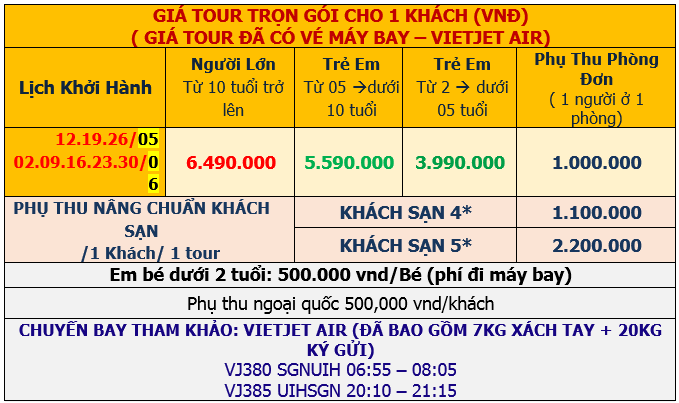 Bảng giá Tour Quy Nhơn Phú Yên 3 ngày 2 đêm Đảo Kỳ Co - Eo Gió 2023