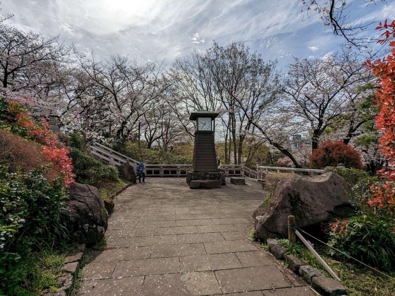Tháp đồng hồ là một trong những điểm "mang tính biểu tượng" ở Công viên Asukayama.
