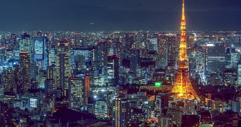 Đường chân trời Tokyo về đêm