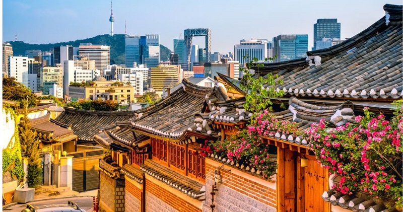 Đường chân trời thành phố quyến rũ ở Seoul
