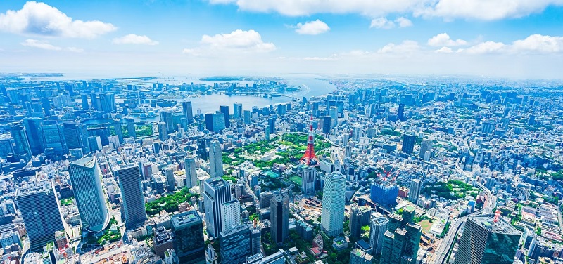 Một góc nhìn từ trên không của Tokyo, Nhật Bản