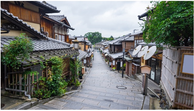 Gion được biết đến với mật độ cao các nhà buôn bằng gỗ machiya truyền thống.