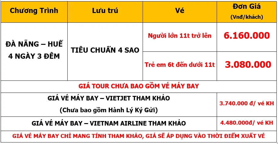 Bảng giá Tour du lịch Team Building tại Huế - Đà Nẵng - Hội An 4 Ngày 3 Đêm