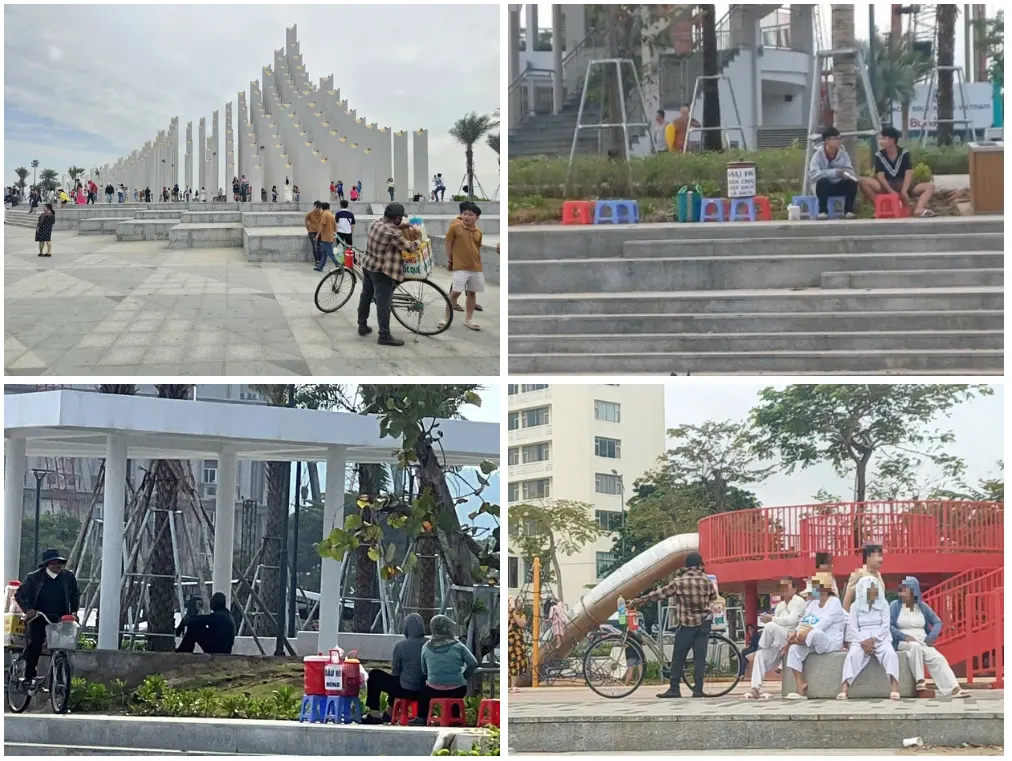 Hàng rong khắp nơi trong công viên Bãi Sau